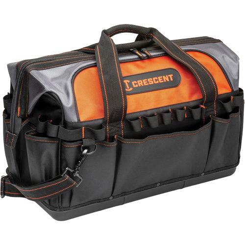 20" Contractor Tool Bag, 1680 Denier/Polyester, 31 Pockets, Black/Grey/Orange Southpoint Industrial Supply