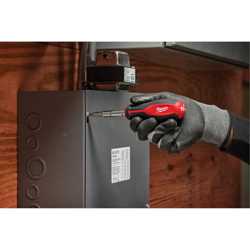 11-in-1 Magnetic 1/4" & 3/8" Drive Multi-Bit Screwdriver, 8" L, Cushion Grip Handle Southpoint Industrial Supply
