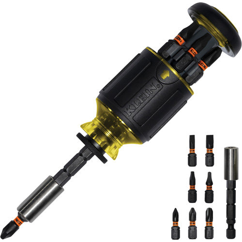 Tournevis tronqu&eacute; multi-embouts de longueur ajustable 8-en-1, 4-4/5" lo, Prise Coussin&eacute;e Southpoint Industrial Supply
