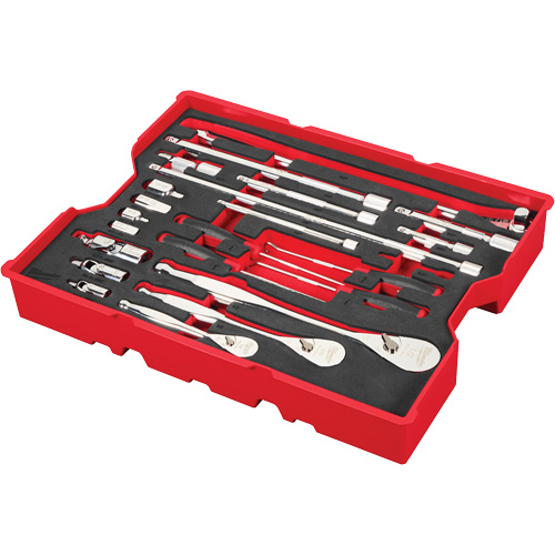 1/4”, 3/8” & 1/2” Drive Ratchet & Accessory Set with Tray for PACKOUT Drawers, 23 Pcs Southpoint Industrial Supply