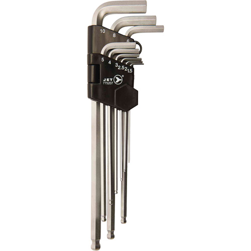 Extra-Long Magnetic Ball Nose Hex Key Set JMHK-9ML, 9 Pcs., Metric Southpoint Industrial Supply