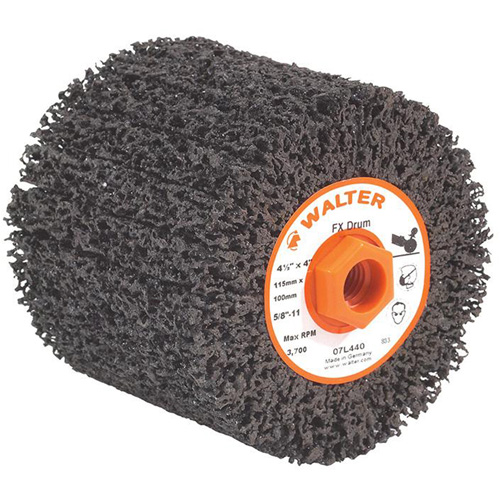 FX Cleaning & Finishing Drum, 4-1/4" Dia. x 4" W, 5/8"-11 Arbor, Coarse Grit Southpoint Industrial Supply