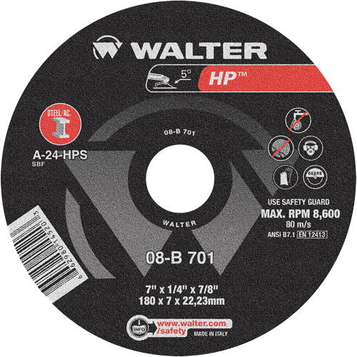 HP Depressed Center Grinding Wheel, 7" x 1/4", 7/8" Arbor, Type 28 Southpoint Industrial Supply