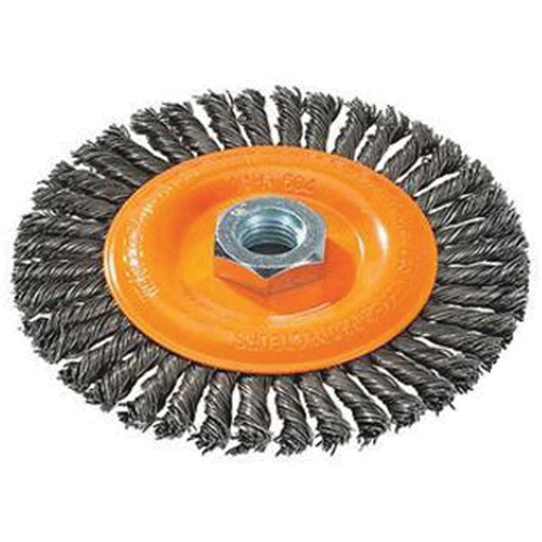 Stringer Bead Knotted Wire Brush, 4" Dia., 0.02" Fill, 5/8"-11 Arbor, Steel Southpoint Industrial Supply