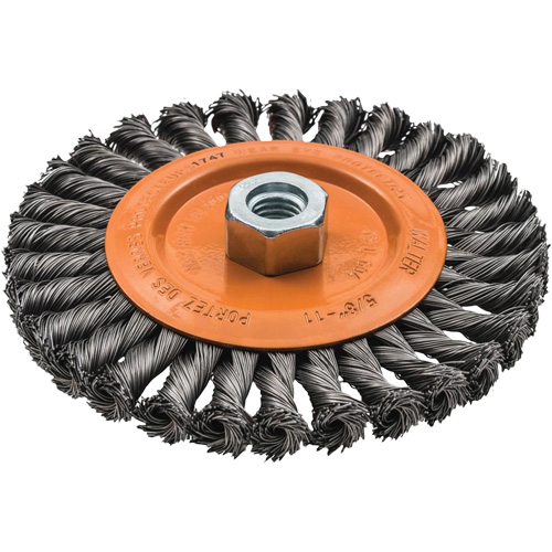 Brosse rotative &agrave; fils nou&eacute;s large, Arbre 5/8"-11, Acier Southpoint Industrial Supply