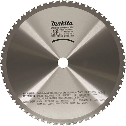 Cut Off Saw Blade for Portable Cut Off Saws, 12", 60 Teeth, Metal Use Southpoint Industrial Supply