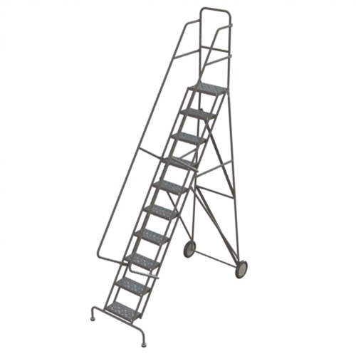 Rolling Ladder, 10 Steps, Serrated, 106" High Southpoint Industrial Supply