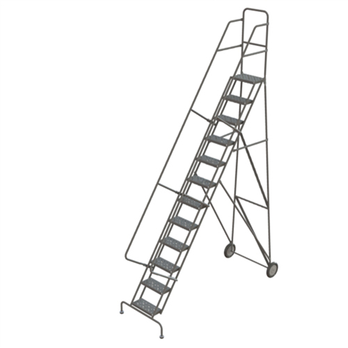 Rolling Ladder, 12 Steps, Serrated, 126" High Southpoint Industrial Supply