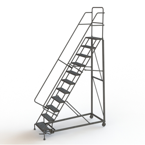 Heavy Duty Rolling Ladder, 11 Steps, 24" Step Width, 110" Platform Height, Steel Southpoint Industrial Supply