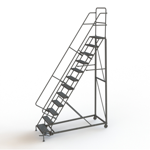 Heavy Duty Rolling Ladder, 12 Steps, 24" Step Width, 120" Platform Height, Steel Southpoint Industrial Supply