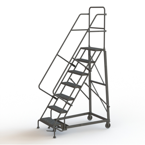 Heavy Duty Rolling Ladder, 7 Steps, 24" Step Width, 70" Platform Height, Steel Southpoint Industrial Supply