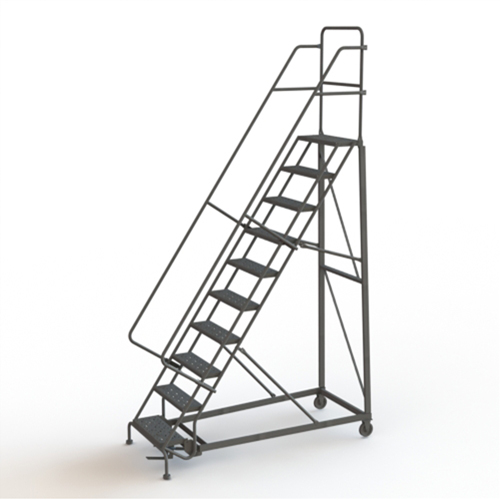 Heavy Duty Rolling Ladder, 10 Steps, 24" Step Width, 100" Platform Height, Steel Southpoint Industrial Supply