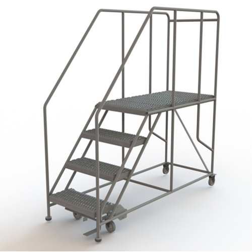 Mobile Work Platform, Steel, 4 Steps, 40" H, 47" D, 24" Step, Serrated Southpoint Industrial Supply