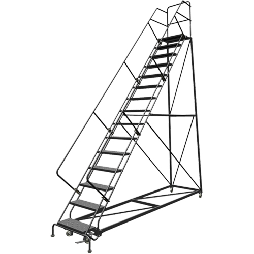 Safety Slope Rolling Ladder, 15 Steps, Perforated, 50° Incline, 150" High Southpoint Industrial Supply