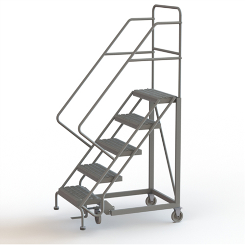 Safety Slope Rolling Ladder, 5 Steps, Serrated, 50° Incline, 50" High Southpoint Industrial Supply