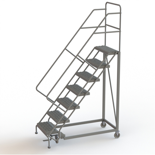 Safety Slope Rolling Ladder, 7 Steps, Serrated, 50° Incline, 70" High Southpoint Industrial Supply