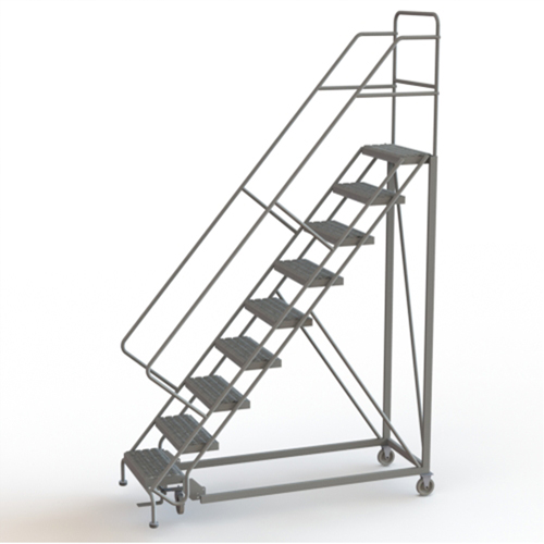 Safety Slope Rolling Ladder, 9 Steps, Serrated, 50° Incline, 90" High Southpoint Industrial Supply