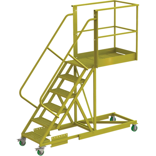 Cantilever Rolling Ladder, Supported, 6 Steps, 40" Platform Depth, 60" Platform Height Southpoint Industrial Supply