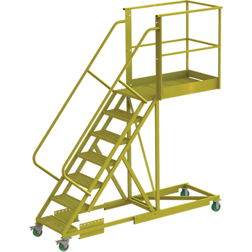 Cantilever Rolling Ladder, Supported, 7 Steps, 40" Platform Depth, 70" Platform Height Southpoint Industrial Supply