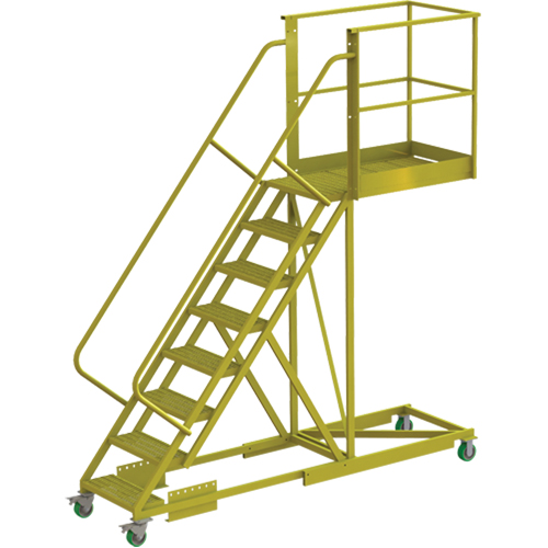 Cantilever Rolling Ladder, Supported, 8 Steps, 40" Platform Depth, 80" Platform Height Southpoint Industrial Supply