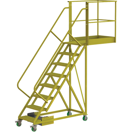 Cantilever Rolling Ladder, Unsupported, 8 Steps, 40" Platform Depth, 80" Platform Height Southpoint Industrial Supply