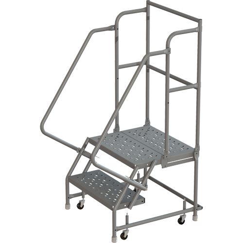 Deep Top Step Rolling Ladder, 2 Steps, 16" Step Width, 20" Platform Height, Steel Southpoint Industrial Supply