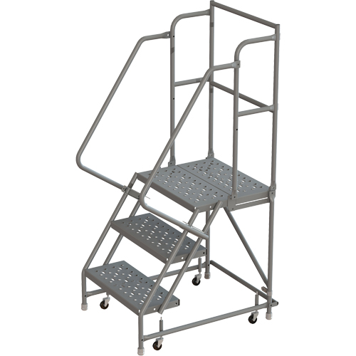 Escabeaux roulants &agrave; dessus profond, 3 marches, Largeur de la marche 16", Hauteur de la plateforme 30", Acier Southpoint Industrial Supply