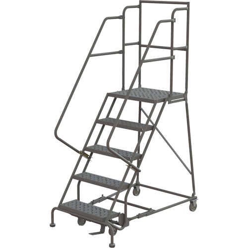 Escabeaux roulants &agrave; dessus profond, 5 marches, Largeur de la marche 24", Hauteur de la plateforme 50", Acier Southpoint Industrial Supply