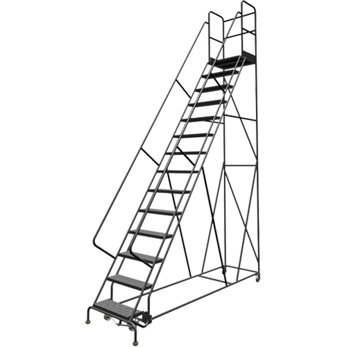 Escabeaux roulants &agrave; dessus profond, 14 marches, Largeur de la marche 24", Hauteur de la plateforme 140", Acier Southpoint Industrial Supply