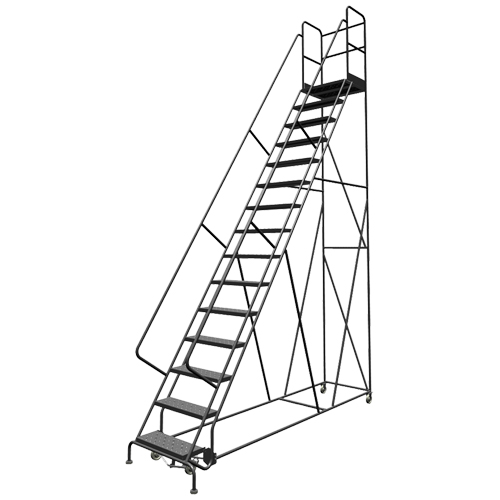 Escabeaux roulants &agrave; dessus profond, 16 marches, Largeur de la marche 24", Hauteur de la plateforme 160", Acier Southpoint Industrial Supply