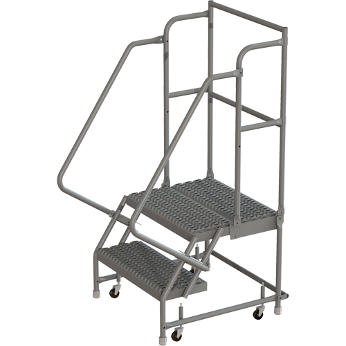 Escabeaux roulants &agrave; dessus profond, 2 marches, Largeur de la marche 16", Hauteur de la plateforme 20", Acier Southpoint Industrial Supply