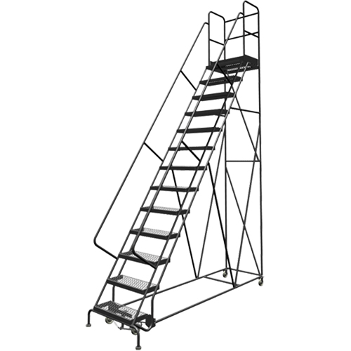Deep Top Step Rolling Ladder, 13 Steps, 24" Step Width, 130" Platform Height, Steel Southpoint Industrial Supply