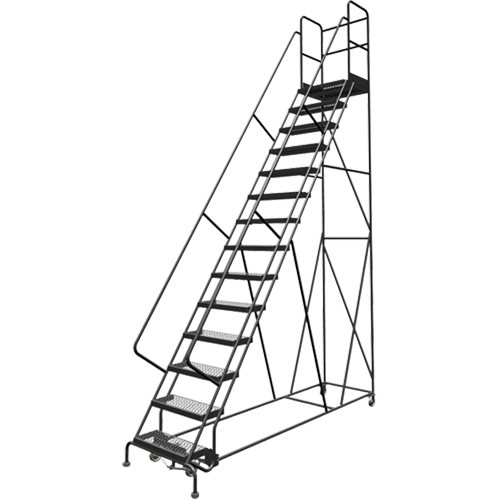 Deep Top Step Rolling Ladder, 14 Steps, 24" Step Width, 140" Platform Height, Steel Southpoint Industrial Supply