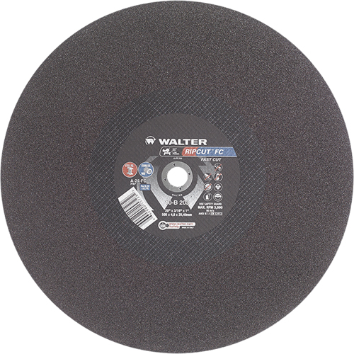 Ripcut Stainless Steel & Steel Cut-Off Wheel for Stationary Saws, 20" x 3/16", 1" Arbor, Type 1, Aluminum Oxide, 3000 RPM Southpoint Industrial Supply