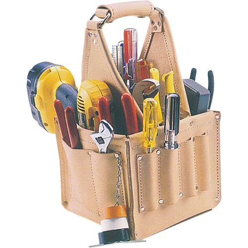 Porte-outils pour &eacute;lectricien et travaux d'entretien, Cuir, 17 pochettes, Beige Southpoint Industrial Supply