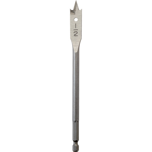 Flat Boring Bit, 1/2" Diameter, 1/4" Hex Shank, 6" Length Southpoint Industrial Supply