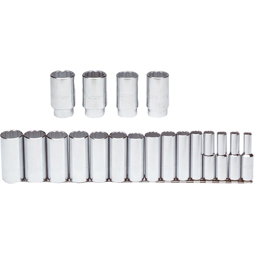 Socket Set, 19 Pcs, 1/2" Drive Size, Deep Southpoint Industrial Supply