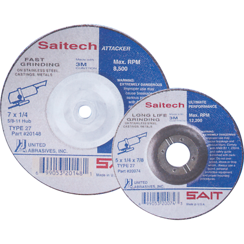 Meule Saitech Ultimate Performance, 4" x 1/4", Arbre 3/8", Oxyde d'aluminium, Type 27 Southpoint Industrial Supply