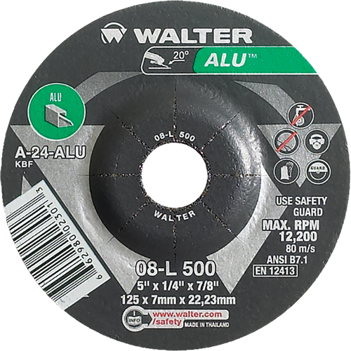 Aluminium Depressed Centre Grinding Wheels, 5" x 1/4", 7/8" Arbor, Type 27 Southpoint Industrial Supply