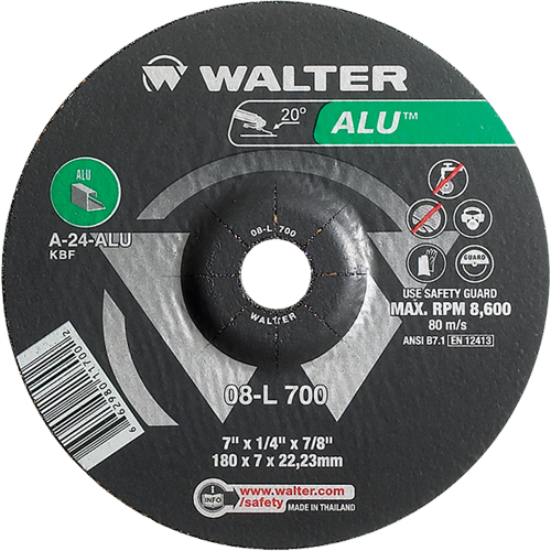 Meules en aluminium &agrave; moyeu d&eacute;port&eacute;, 7" x 1/4", Arbre 7/8", Type 27 Southpoint Industrial Supply