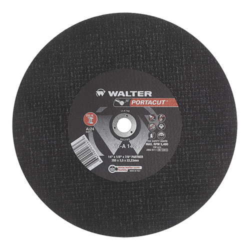Meule &agrave; tronçonner rapide en acier inoxydable Portacut, 14" x 1/8", Arbre de 7/8", Type 1, Oxyde d'aluminium, 5400 Tr/min Southpoint Industrial Supply