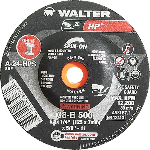 HP Spin-On Grinding Wheel, 5" x 1/4", 5/8"-11 Arbor, Type 27S Southpoint Industrial Supply