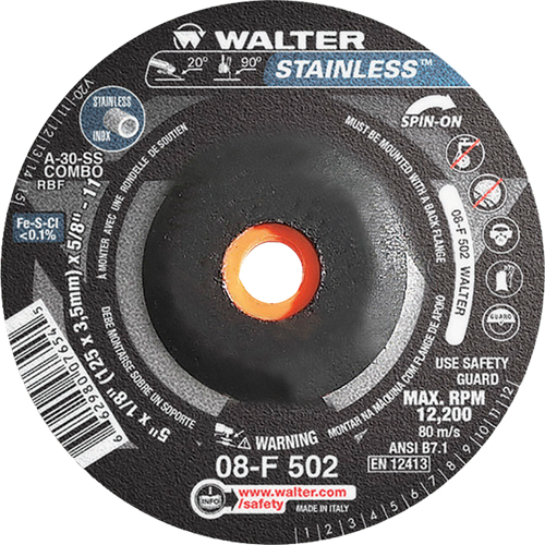 Meules &agrave; moyeu d&eacute;port&eacute; - Acier inoxydable type 27, 5" x 1/8", Arbre de 5/8"-11, Type 27S Southpoint Industrial Supply