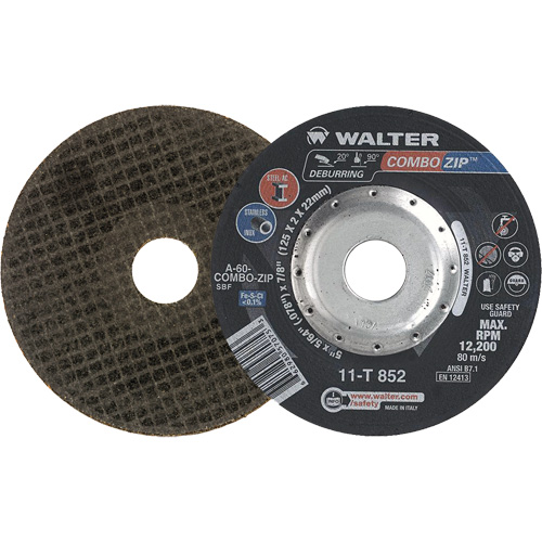 Meules &agrave; tronçonner renforc&eacute;es pour meuleuse &agrave; angle droit - Combo Zip, 5" x 5/64", Arbre de 7/8", Type 27 Southpoint Industrial Supply