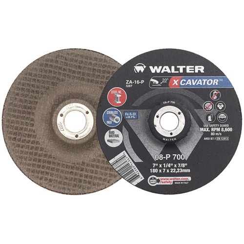Meule XCAVATOR, 7" x 1/4", Arbre 7/8", Zirconium, Type 27 Southpoint Industrial Supply