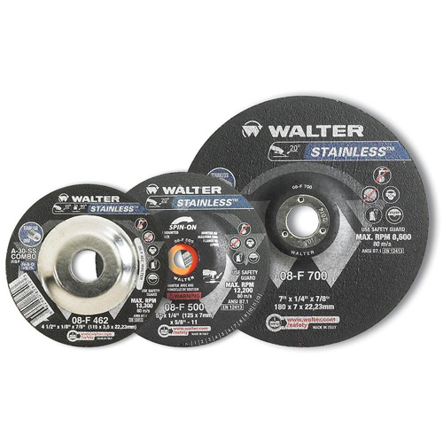 Disque pour meulage et tronçonnage STAINLESS, 4-1/2" x 1/4", Arbre de 5/8"-11, Type 28S, Oxyde d'aluminium, 13 300 Tr/min Southpoint Industrial Supply