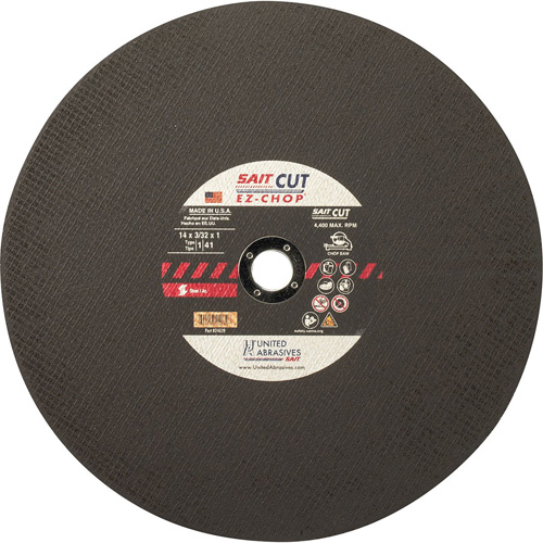 Chop Saw Wheel, 12" x 0.093"/3/32", 1" Arbor, Type 1, Aluminum Oxide, 5100 RPM Southpoint Industrial Supply