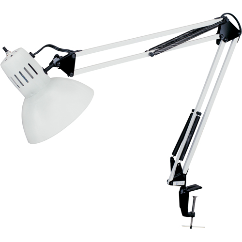 Lampes de bureau &agrave; pince - Bras flexible, 100 W, Incandescente, Pinces serre-joints, Col 36", Blanc Southpoint Industrial Supply