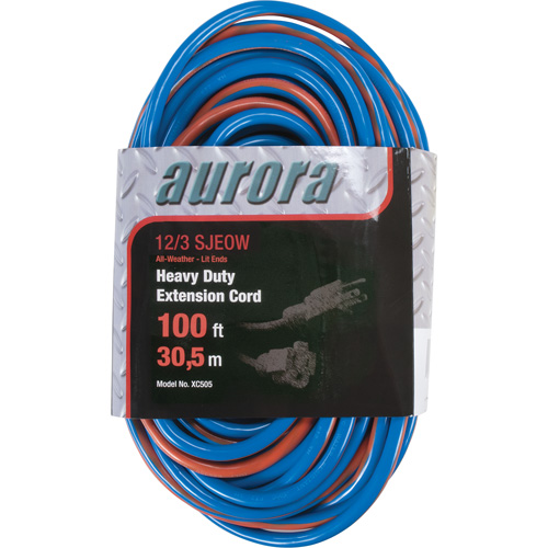TPE-Rubber Extension Cord With Light Indicator, All-Weather, SJEOW, 12/3 AWG, 15 A, 100' Southpoint Industrial Supply