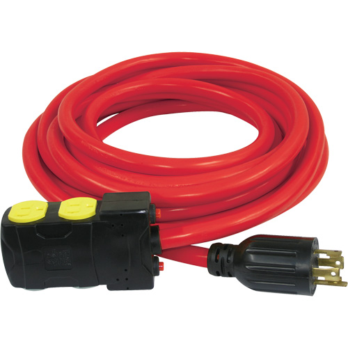 Generator Extension Cord with Resets, SJTW, 10 AWG, 20 A, 4 Outlet(s), 25' Southpoint Industrial Supply
